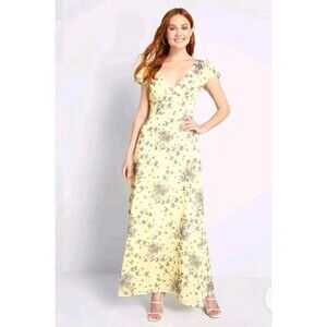 ModCloth You're Flowing Places Maxi Dress $129 Yellow Floral Lined Size 0 NWT